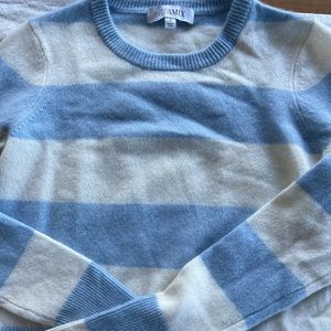 Intermix light blue and white striped cashmere sweater